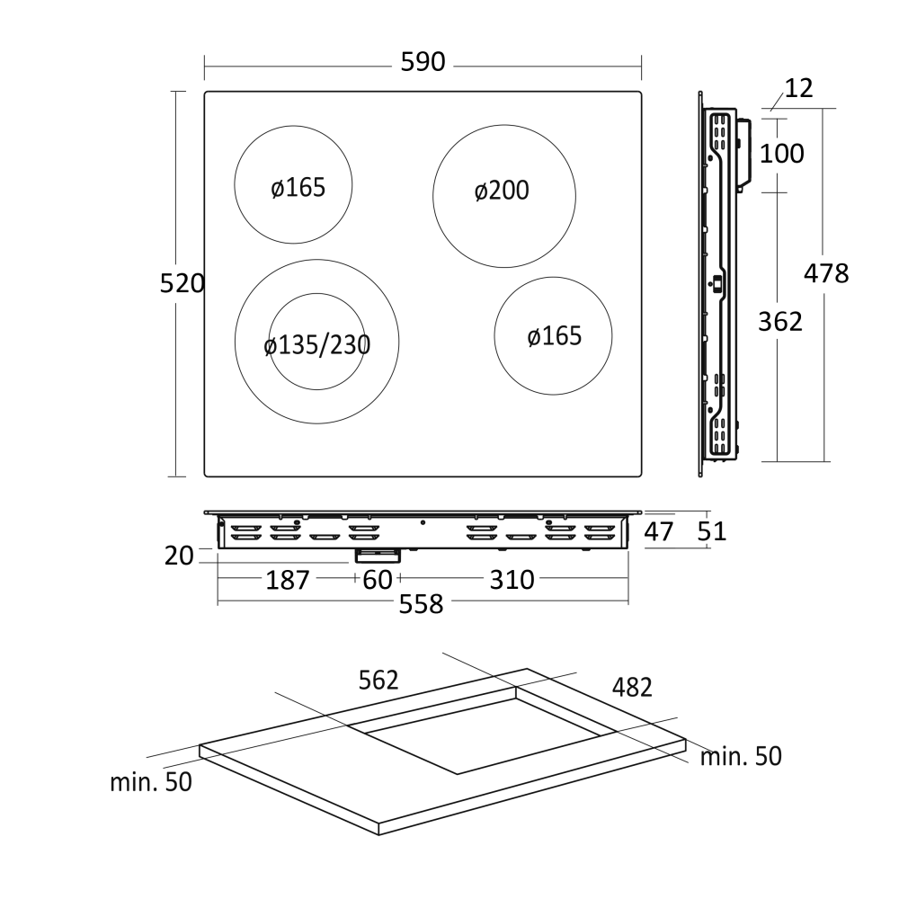 Table de cuisson Scandomestic HOME 33058110000HOC60F
